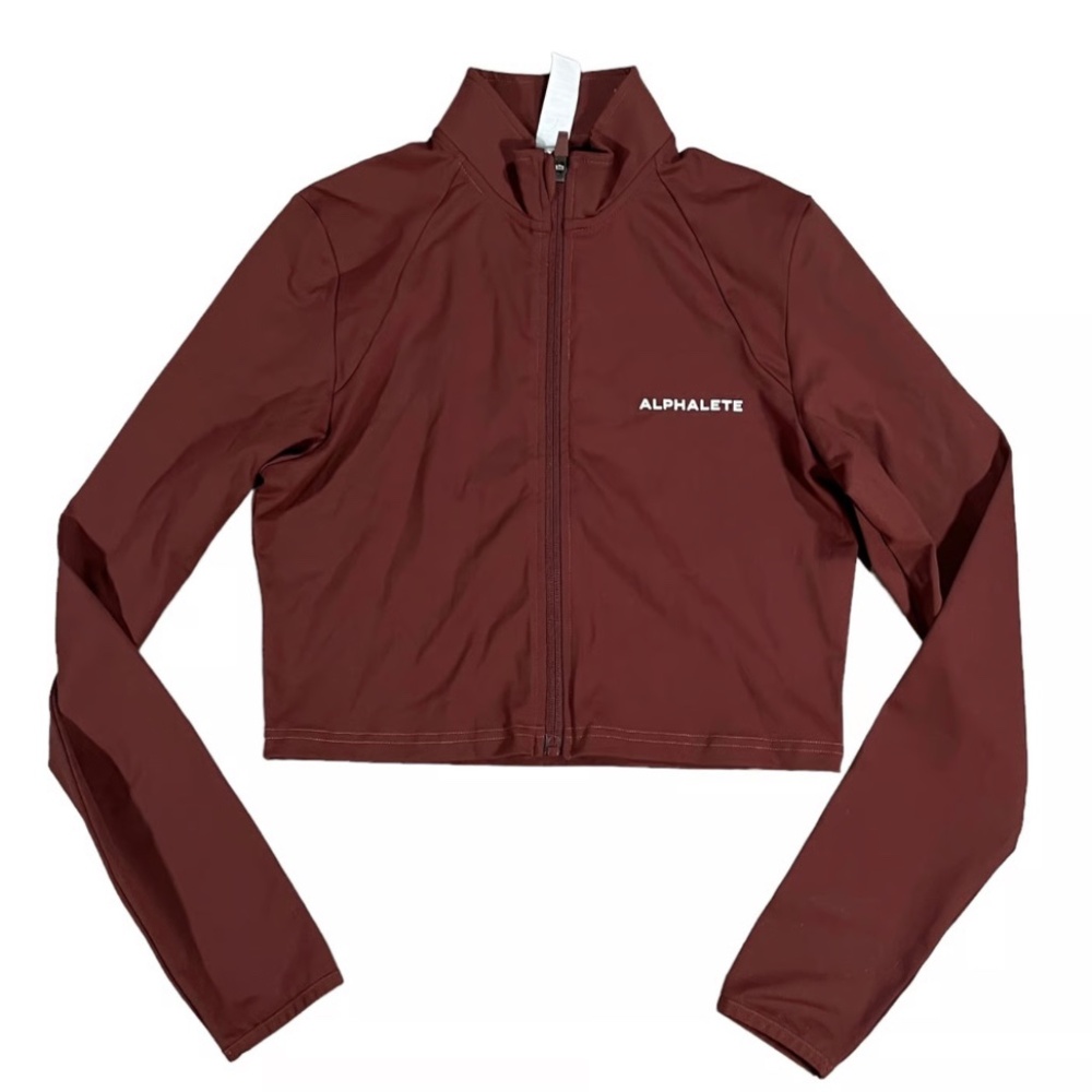 Alphalete brown cropped zip up jacket